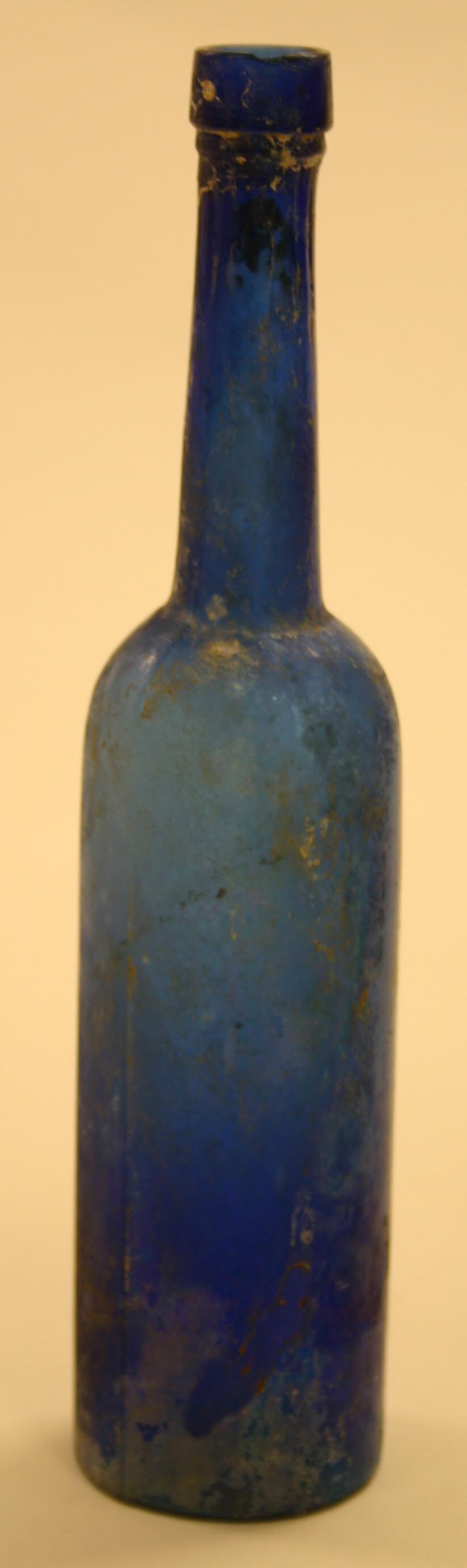 Castor Oil Bottle - Glass, Cobalt Blue, England, 1850-1880