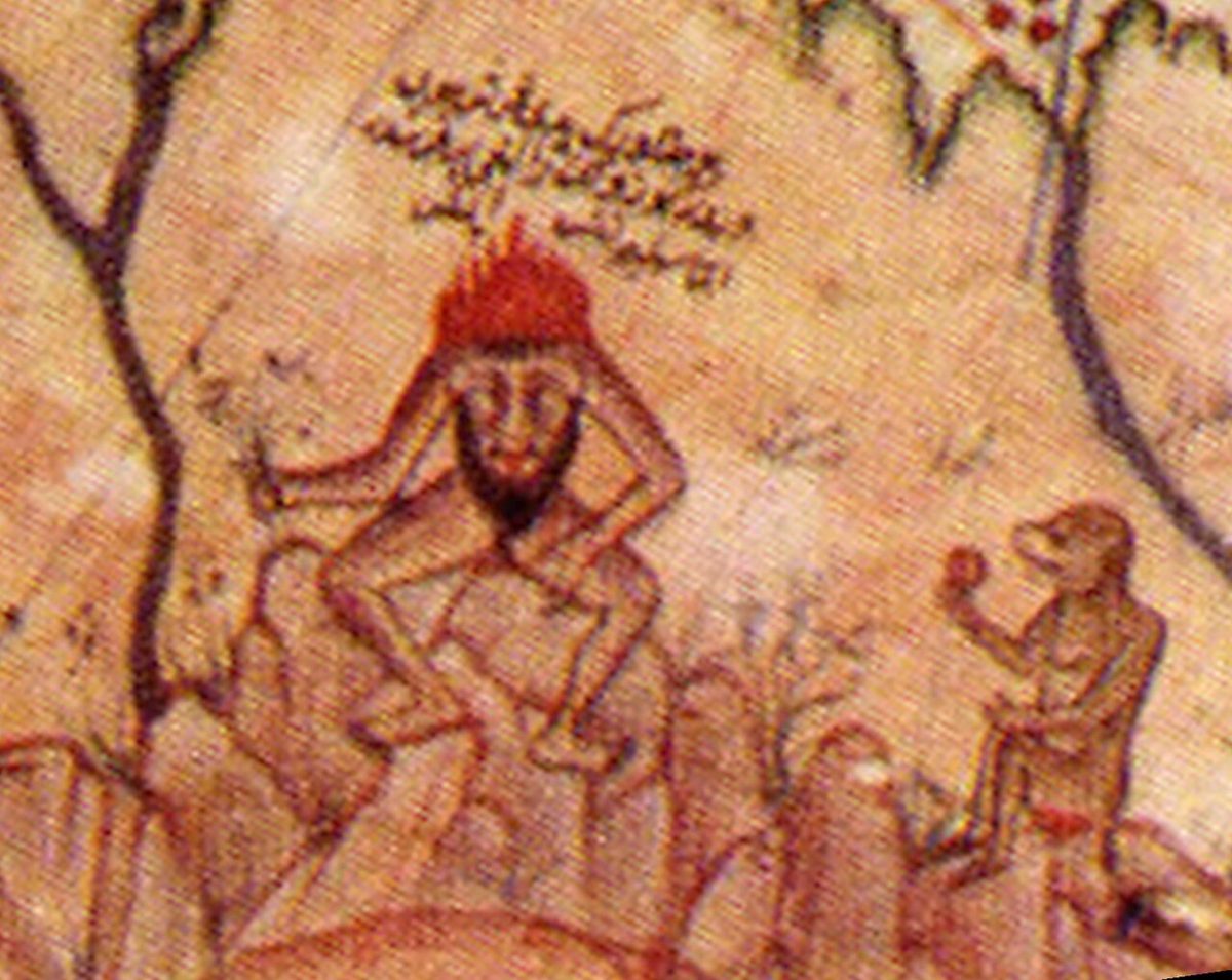 1513 map by Piri Reis (detail fictional creature (human body without head on top, instead, the head is located on the chest).jpg