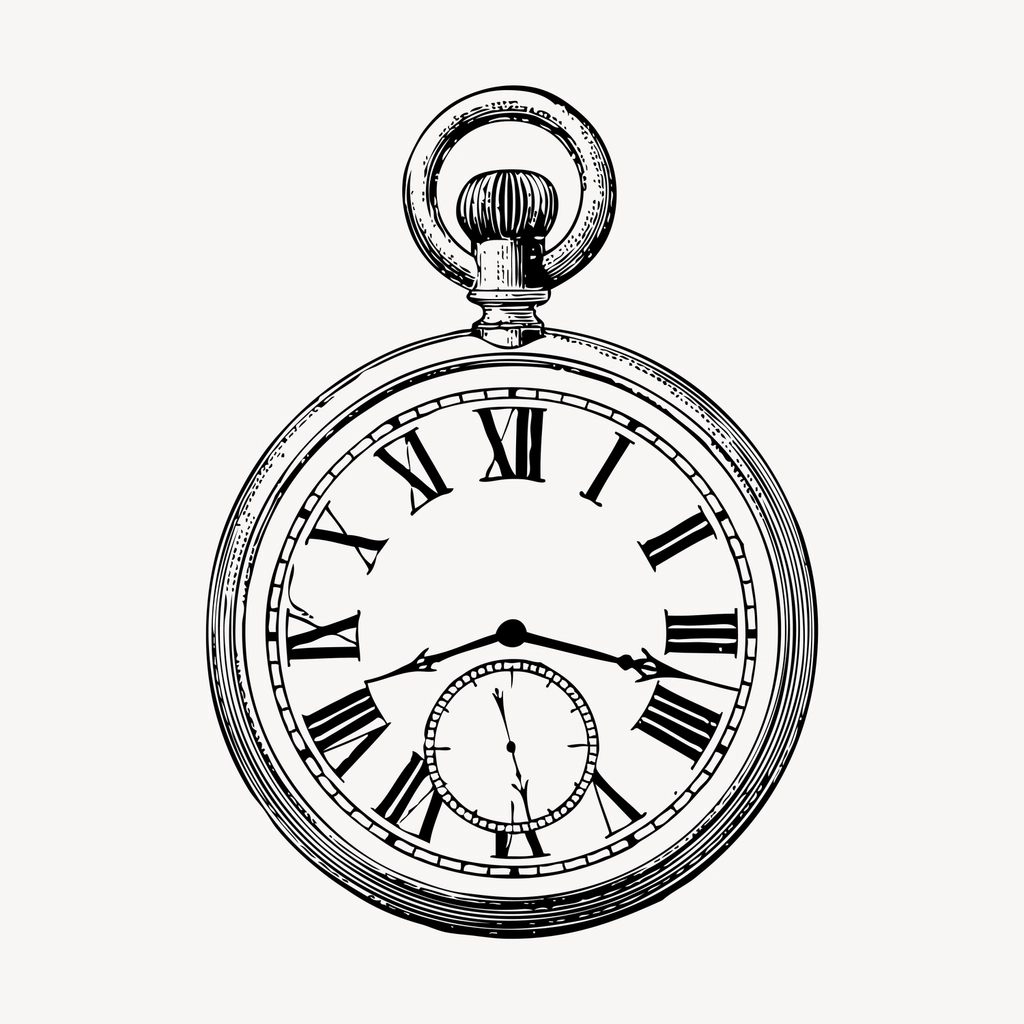 Vintage pocket watch illustration vector