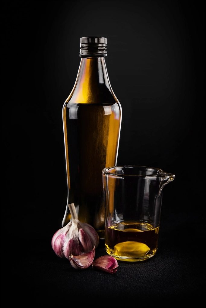 Free olive oil bottle garlic